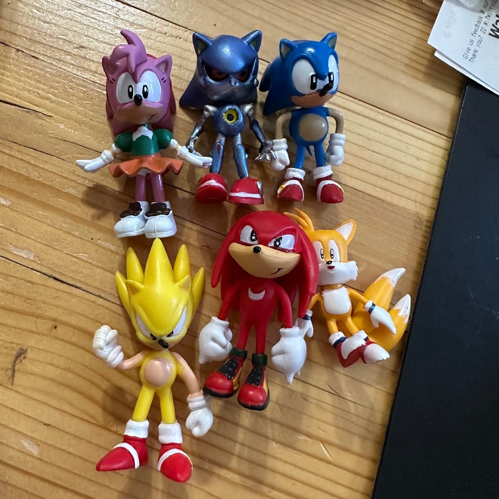 Sonic the Hedgehog Action Figure Lot 6pc Sonic Super Sonic Tails Knuckles Metal